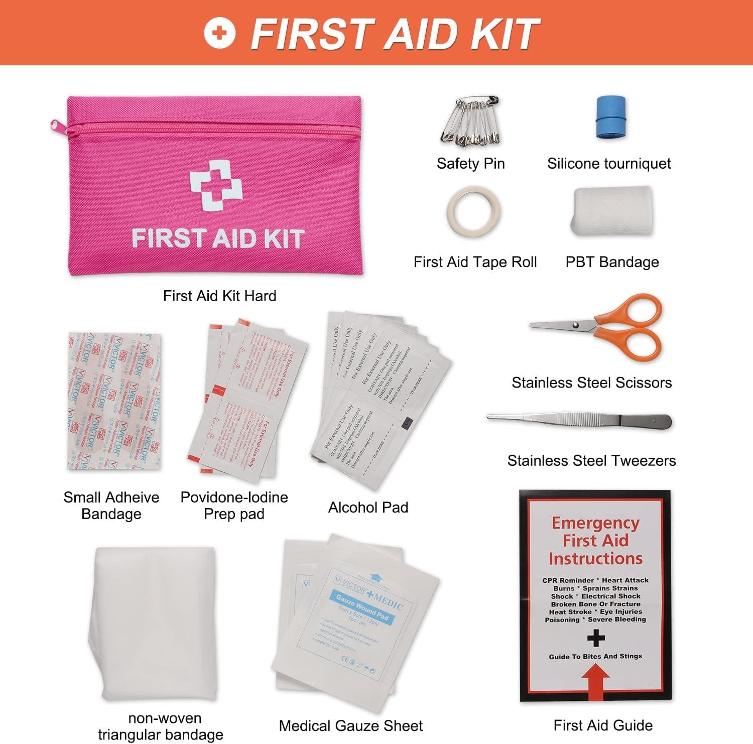 Car Emergency Kit for Teen Girl and Lady'S Gifts, Pink Emergency Roadside Assistance Kit with 10FT Jumper, First Aid Kit, Safety Hammer, Tow Rope, and More Pink Car Accessories Tool