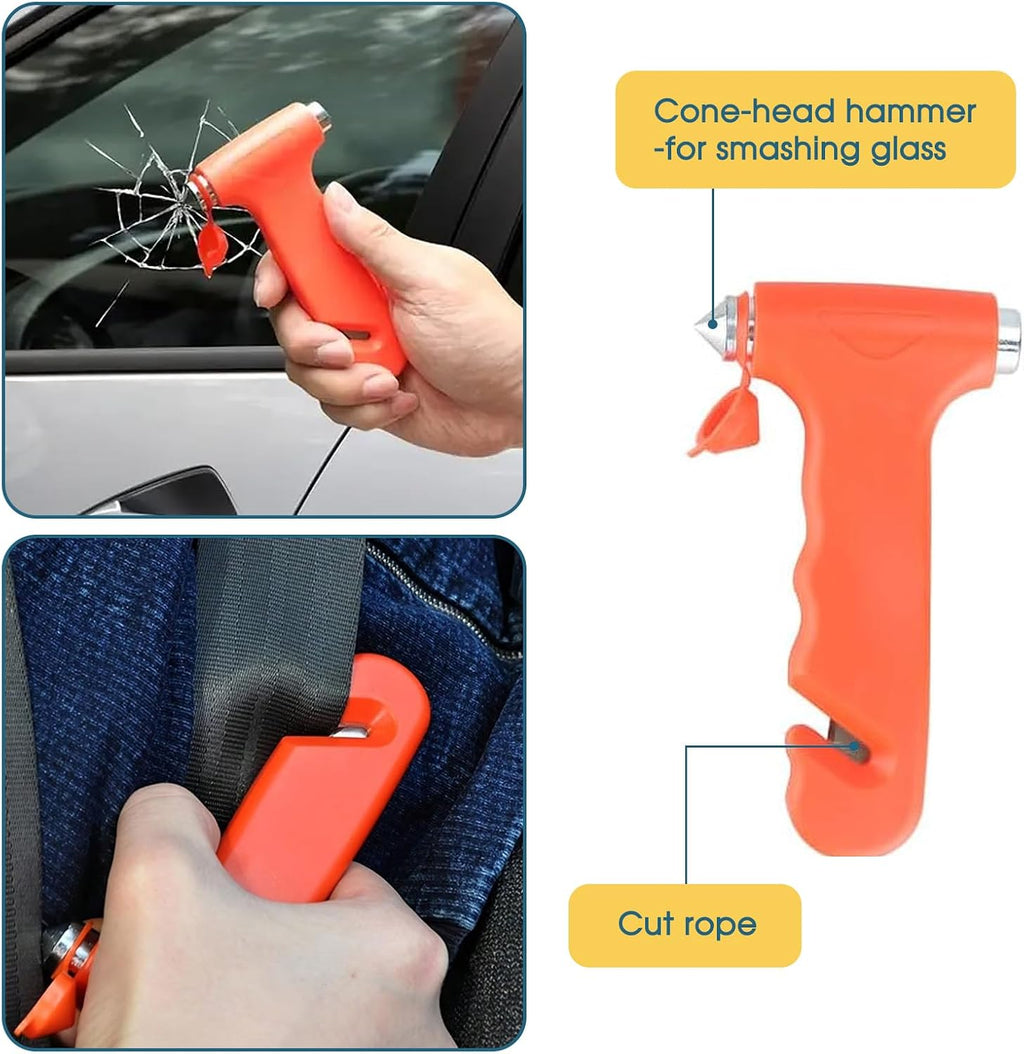 Car Emergency Breakdown Safety Kit 10-In-1 Vehicle Europe Roadside Assistance Travel Kit with Jump Leads, Tow Rope, Warning Triangle, Hi-Vis Vest, Emergency Hammer Etc